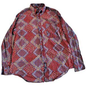 Vintage Allen Folly Paisley Button Down Shirt Men's Size Large